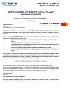 communiqué 1 Guinée Diaspora